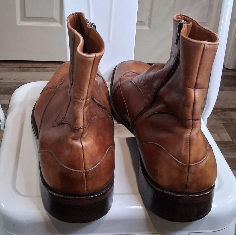Jag Club Hand Made Men's Traditional Brogue Vintage Brown Ankle Boots Size 48